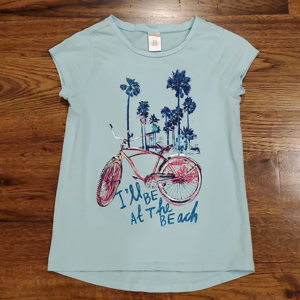 Girls Gymboree "I'll be at the Beach" graphic print tshirt size M